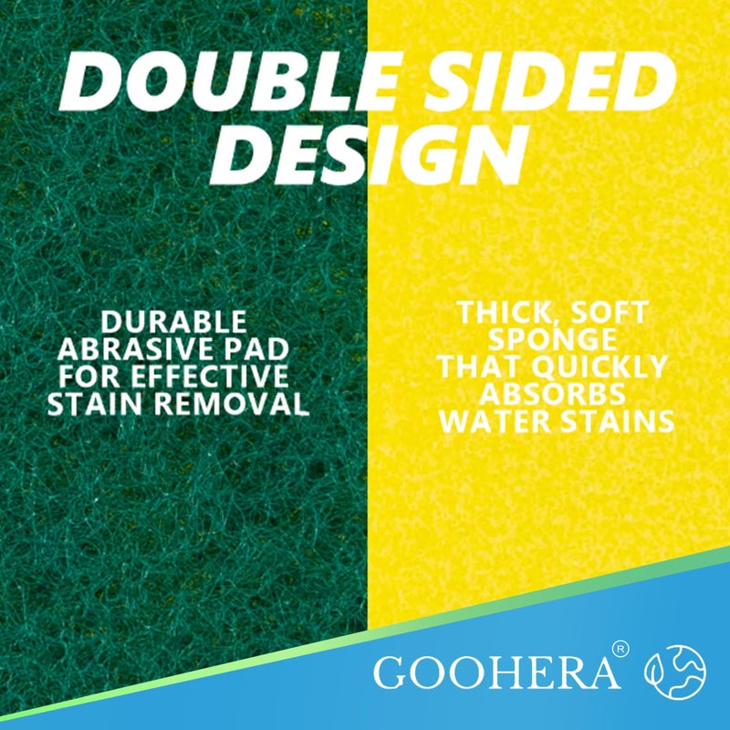 GOOHERA Heavy Duty Scrub Sponge for Cookware, Dual-Sided Cleaning Pot Scrubber, Odorless, Long-Lasting, Kitchen and Dishwashing Essential, Large & Thick 4 x 2.8 x 1.5 Inches, 6 Pack - Image 3